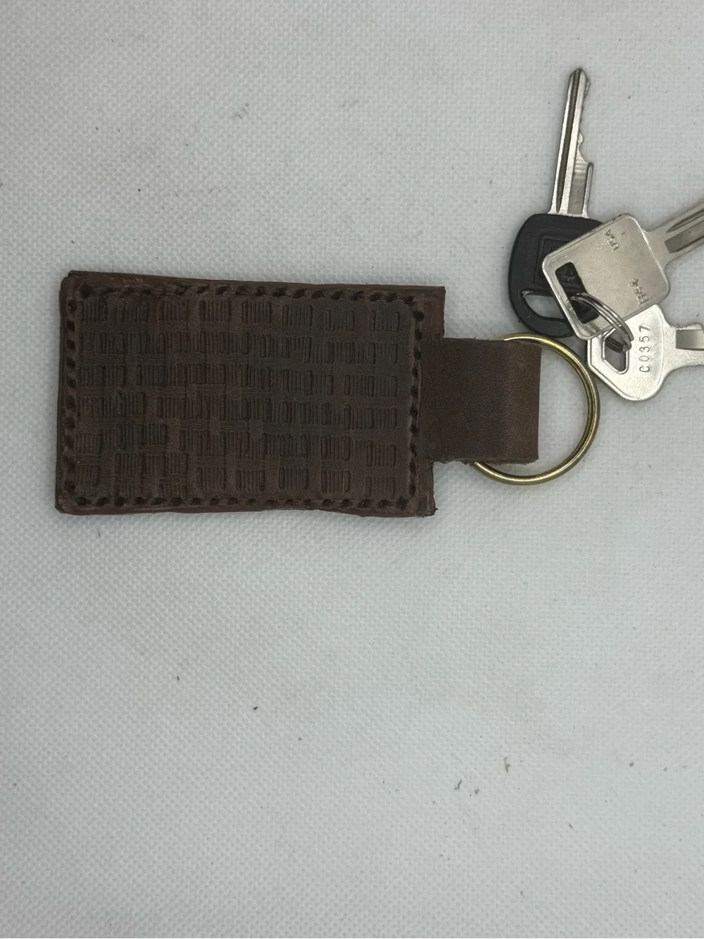 Brown Leather Key Fob Keychain